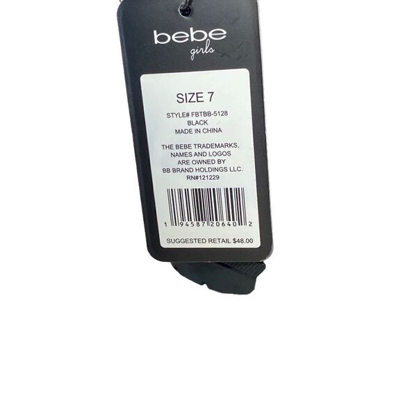 New Bebe Girls Black with Glitter and Bow Faux Suede Boots Size 7 Faux Fur Linin - Picture 6 of 10